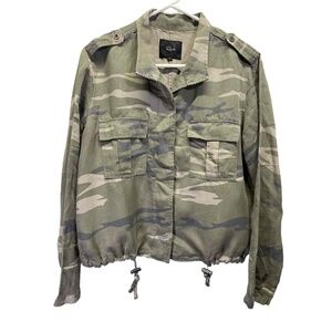 Rails Green Women's Camouflage Military Bomber Button-Down Jacket Small